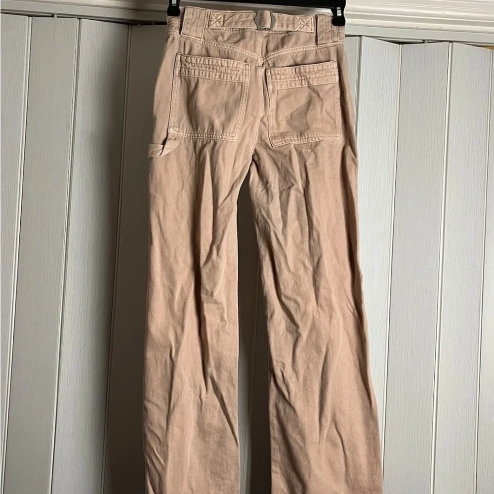 SO Women’s Beige Cotton Twill Cargo Pants Sz 5 Wide Leg Mid Rise